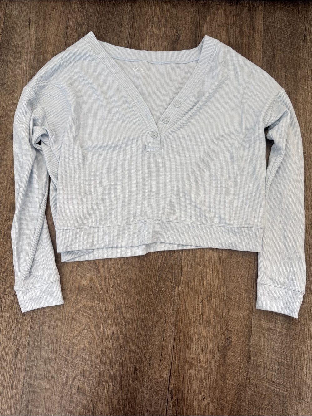 Gilly Hicks Pale Blue Ribbed Henley Top